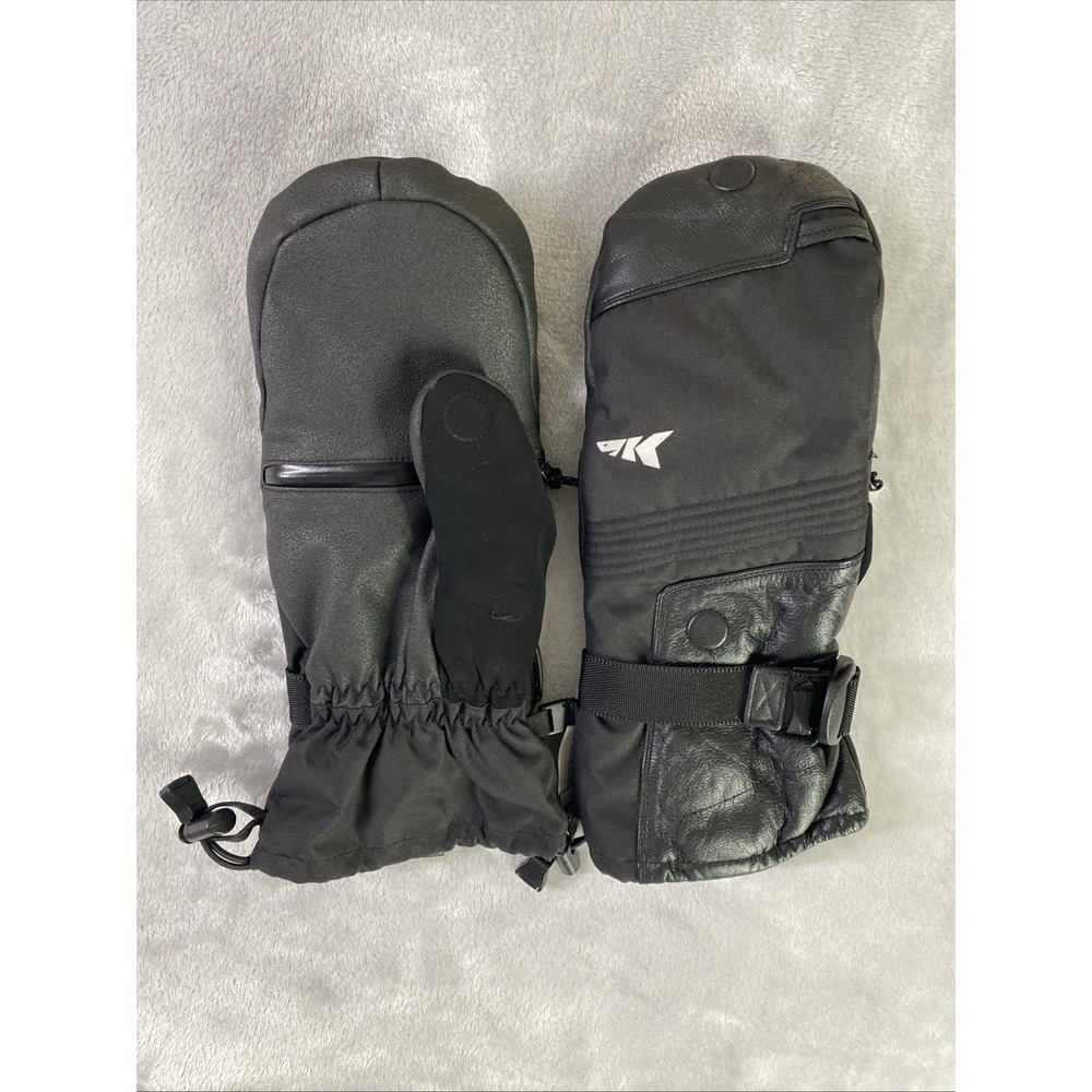 KastKing ThermoGrip Ice Fishing‎ Mittens Mens L Black Leather Fingerless Cold